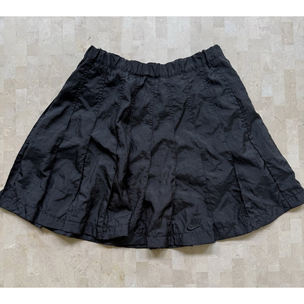 Vintage Nike Pleated Tennis Skirt Womens 10 Black Mini Schoolgirl Nylon Y2K 90s